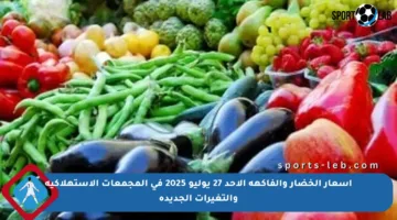 أسعار الخضار والفاكهة الأحد 27 يوليو 2025 في المجمعات الاستهلاكية والتغيرات الجديدة